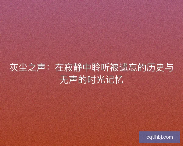 灰尘之声：在寂静中聆听被遗忘的历史与无声的时光记忆
